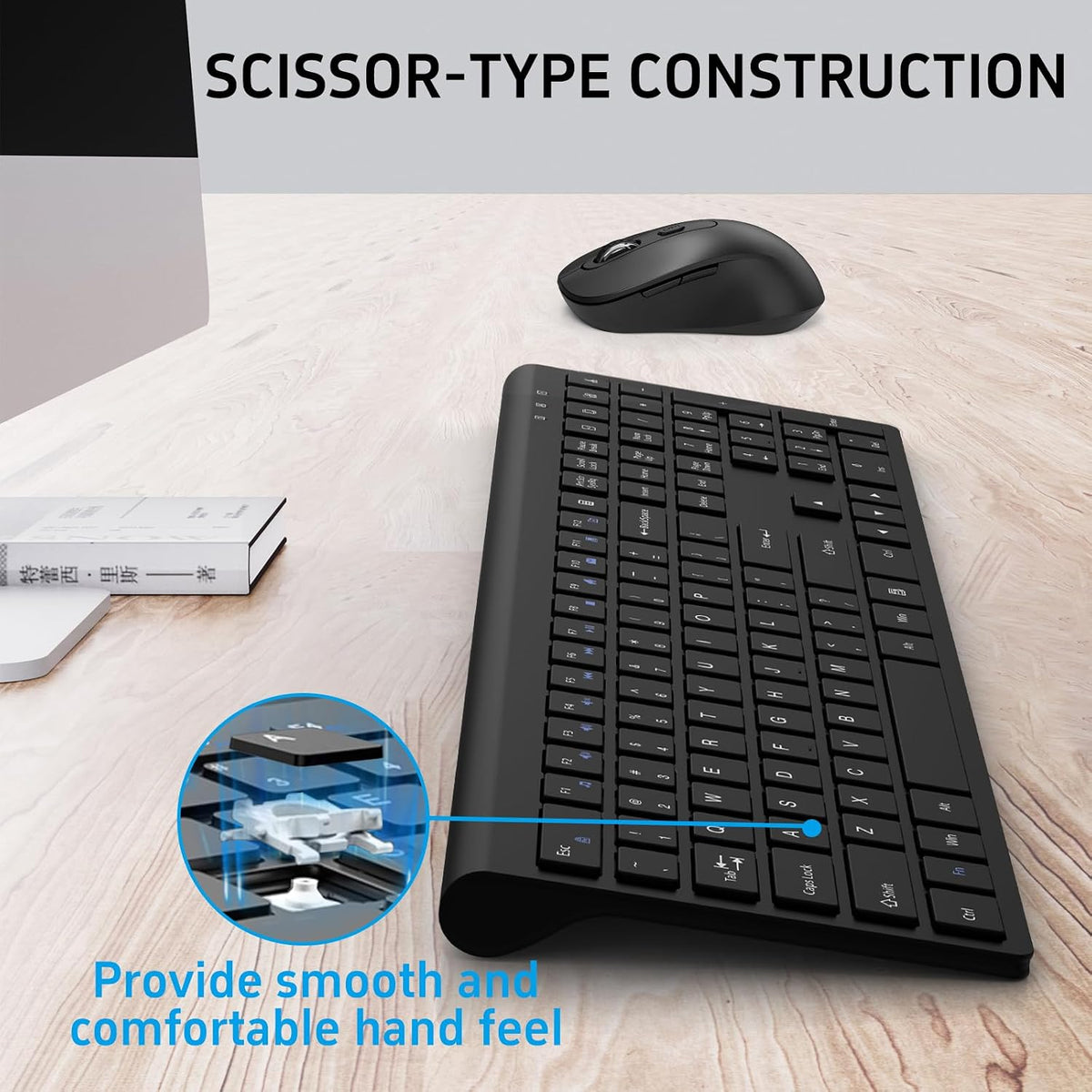 SHUNJINRUN Ultra Thin Ergonómico Silencioso Teclado Teclado Ratón C...