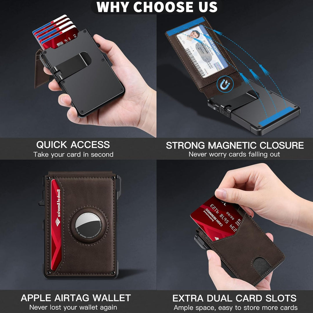 KIKVES Billetera para Airtag para hombre, tarjetero para AirTag con...