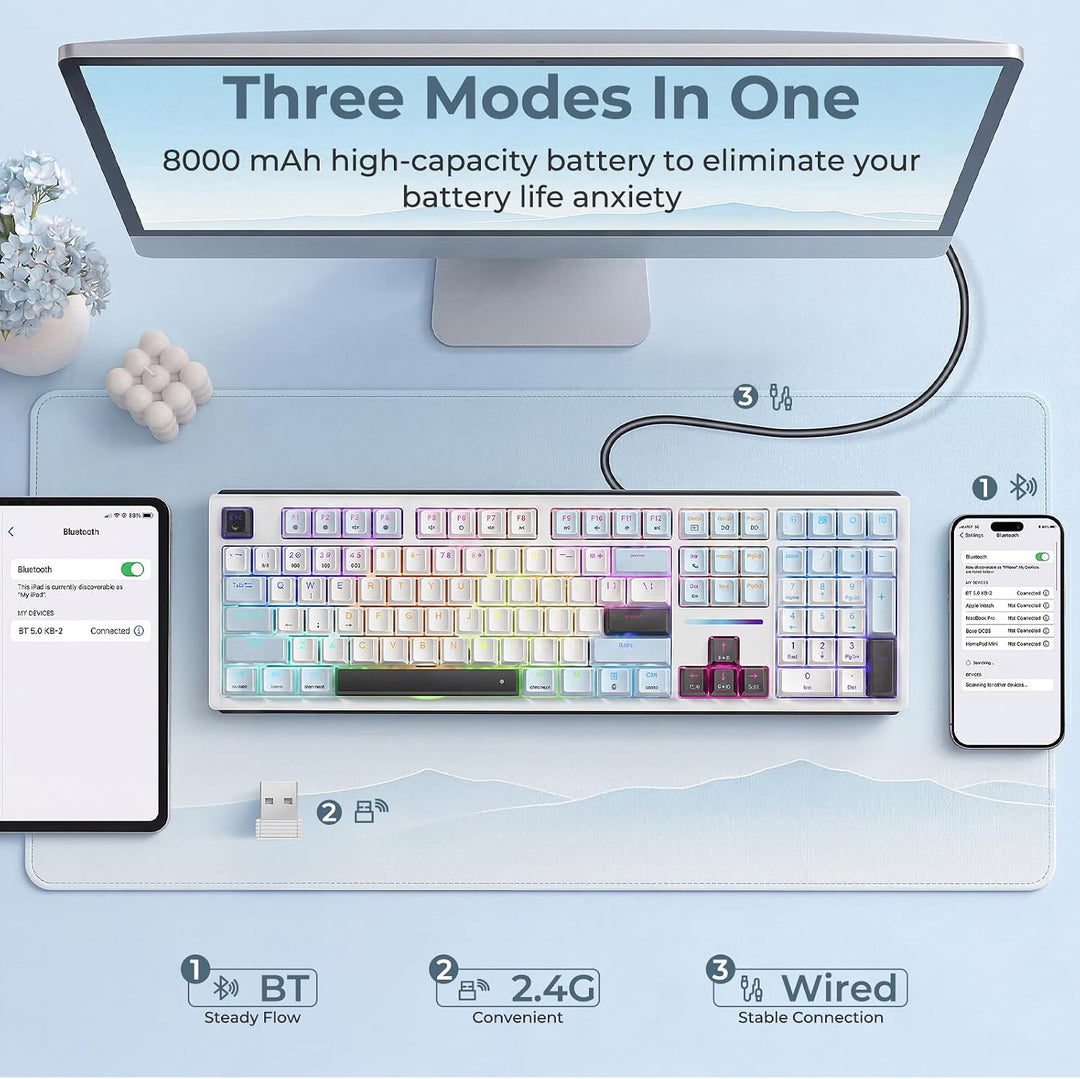 Redragon K771 Teclado mecánico inalámbrico, teclado para juegos de...