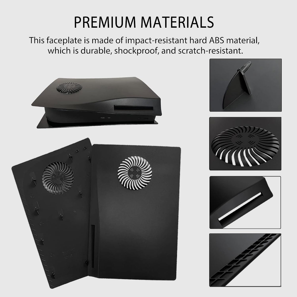 Faceplate para PS5 con ventilación de enfriamiento, cubierta frontal para consola, edición con lector disc, reemplazo de carcasa lateral DOBEWINGDELOU, accesorios de carcasa dura a prueba de golpes, anti-arañazos, polvo, ABS, negro