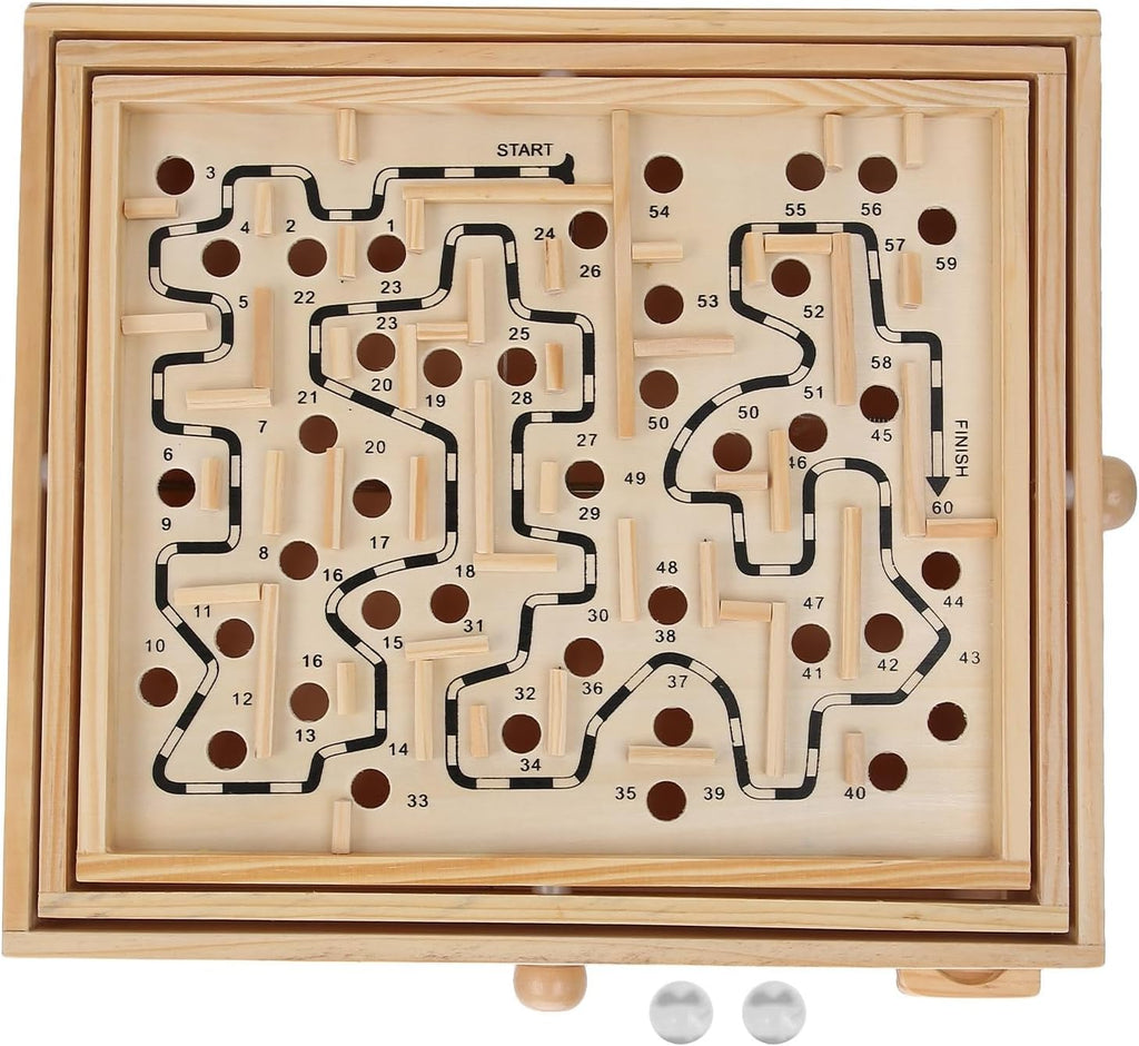 Juego de mesa Laberinto, 12.8 x 11.2 x 3.1 in / 12.8 x 11.2 x 3.1 pulgadas, laberinto de mesa de equilibrio de madera, laberinto de juegos de madera con 60 puntos de referencia para ancianos
