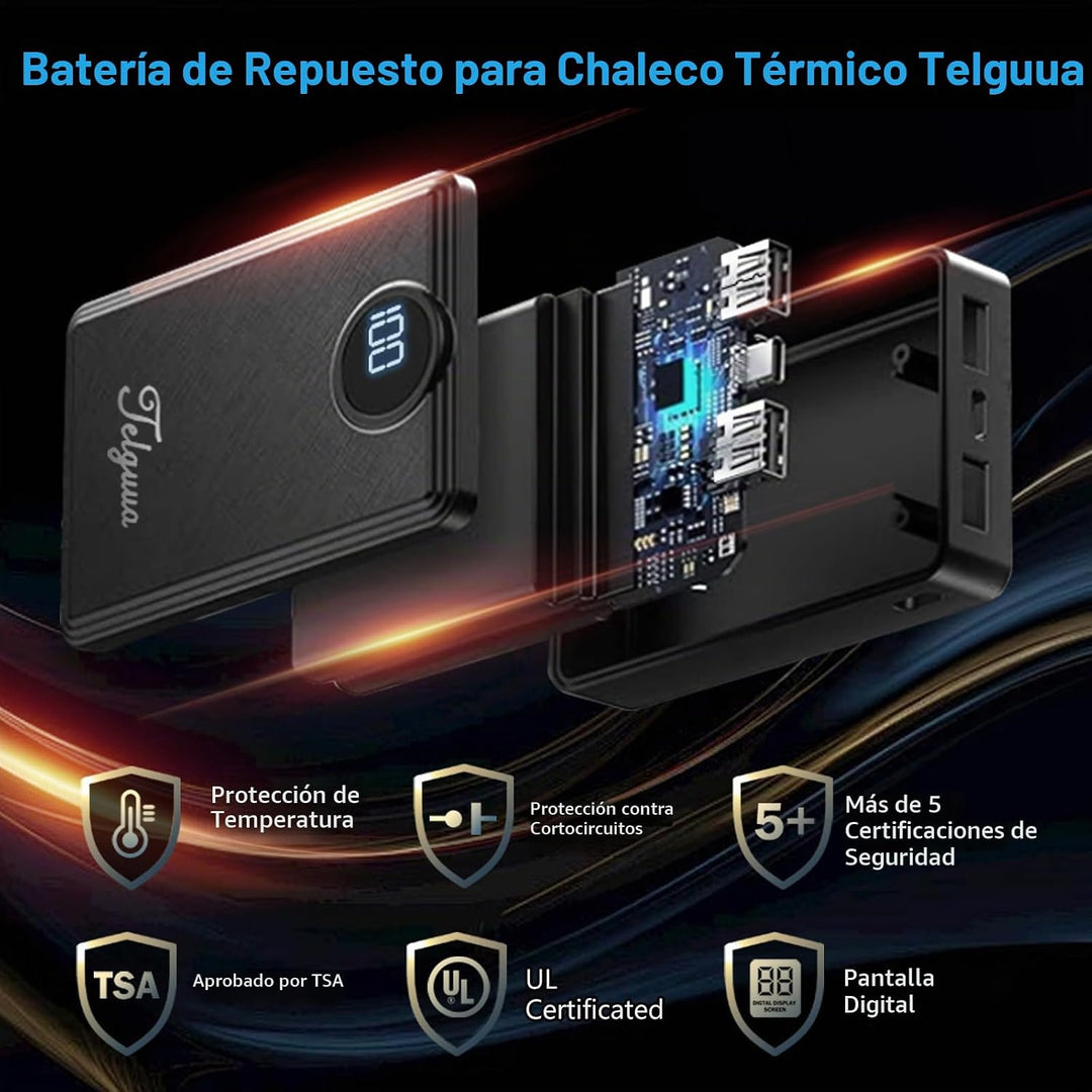 Telguua Paquete de batería de chaleco térmico de 12000 mAh, batería...