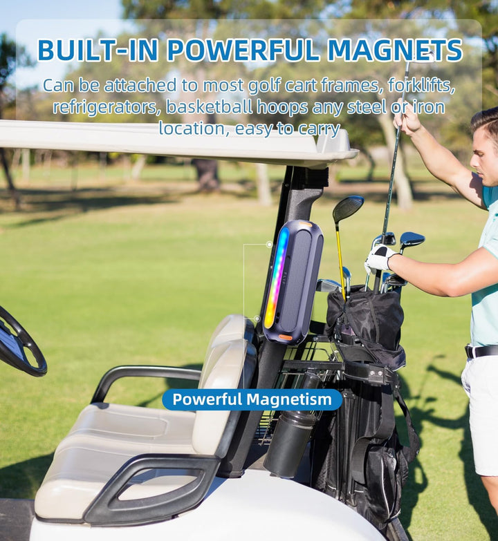 ABFOCE Altavoz de golf magnético Bluetooth con 7 luces intermitente...