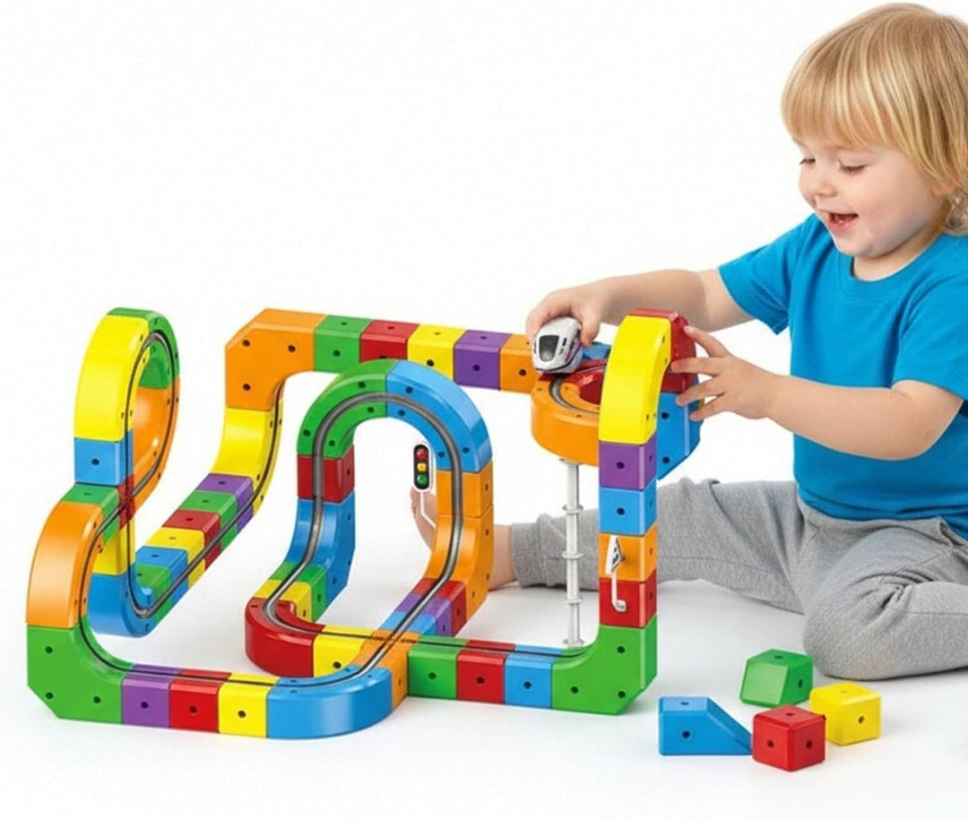 Juego de tren eléctrico para niños pequeños 3-8 51 piezas