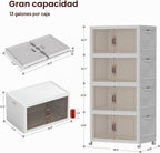 Bandejas de almacenamiento apilables con tapa, 208 QT de plástico para gabinete con ruedas