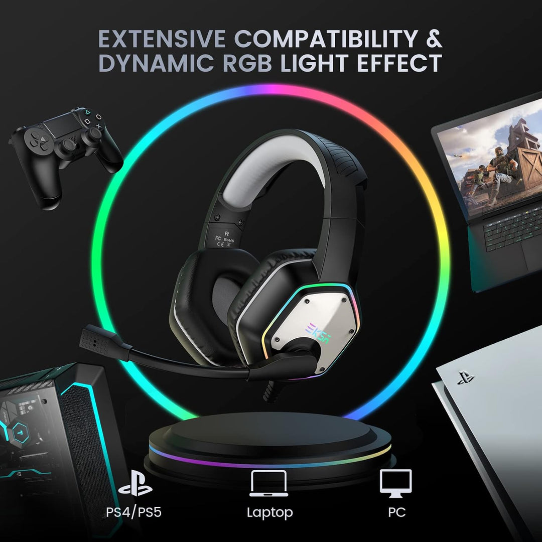 EKSA E1000 USB Gaming Headset for PC, Computer Headphones with Micr...