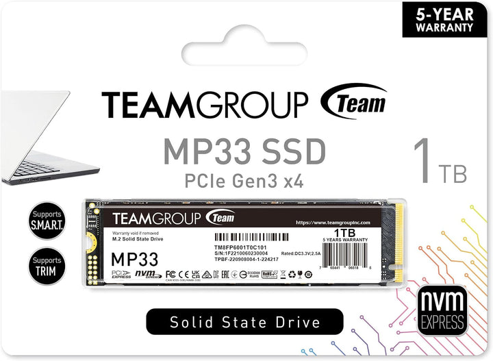 TEAMGROUP MP33 1TB con caché SLC 3D NAND TLC NVMe 1.3 PCIe Gen3x4 M...