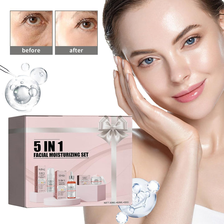 Serum facial 5 en 1, kit de cuidado de la piel hidratante para la c...