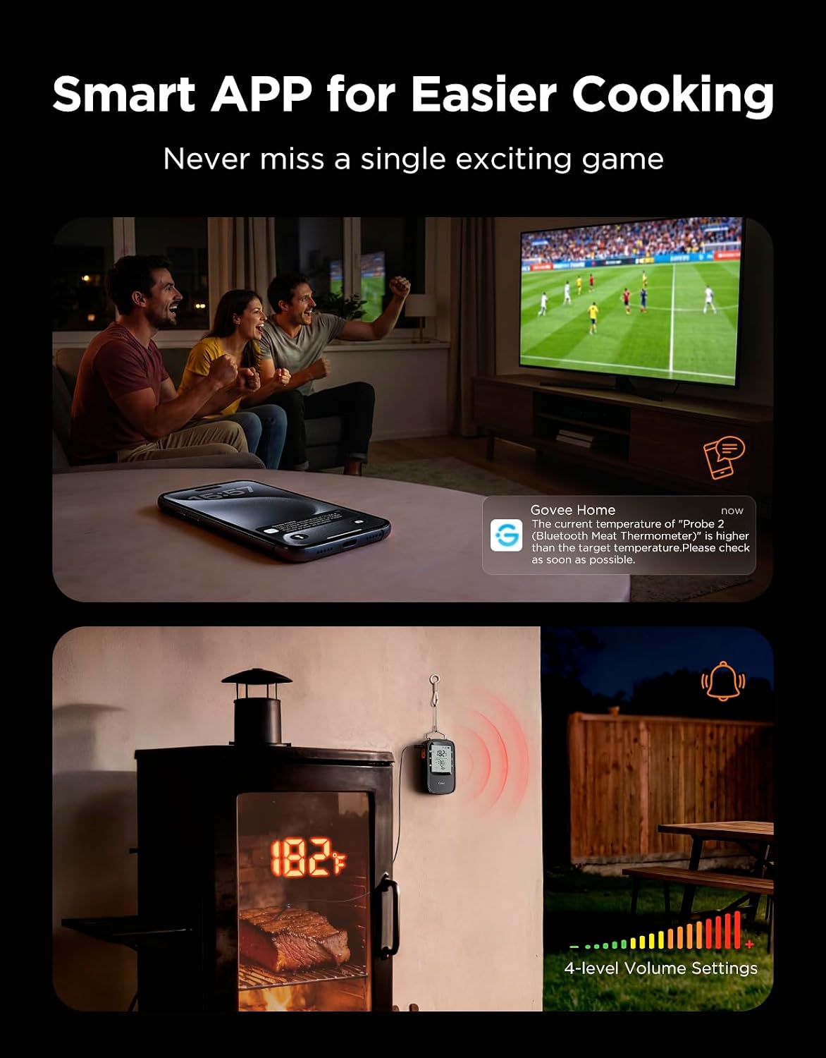 Govee Termómetro digital Bluetooth para carne con temporizador y alertas de