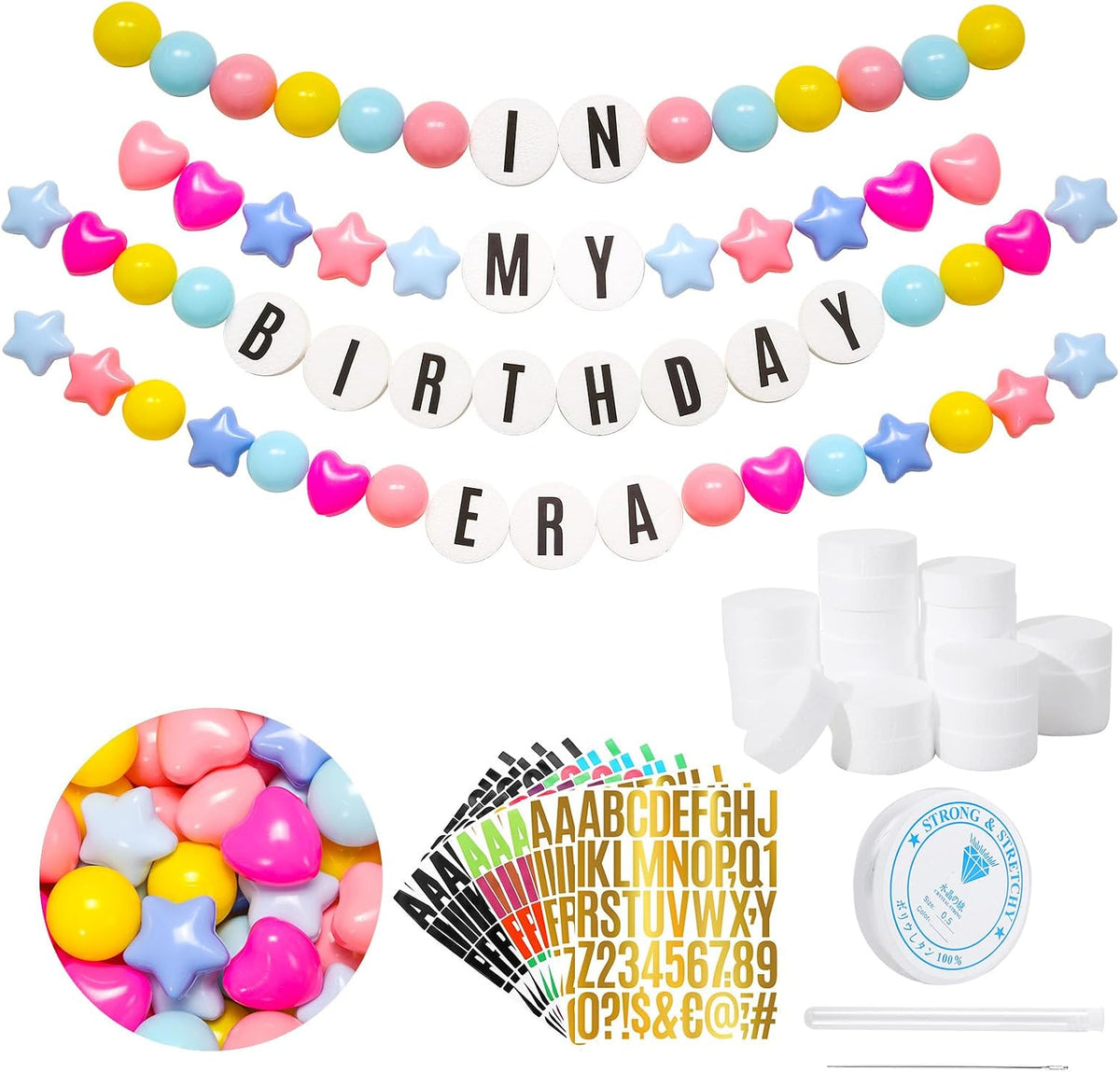 Bandera de fiesta Kpop Decoración Cantante popular Pulsera de la amistad gigante DIY Guirnalda DIY Bandera con letras Bola Kit de banner de Navidad Cumpleaños Personalizable Decoración para fiesta Boda (Arcoíris)