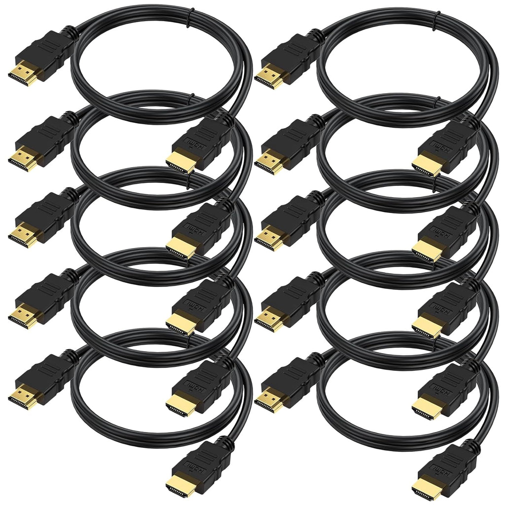 Cable HDMI 4K de 3 pies, paquete de 10 unidades, cable HDMI blindado de 3