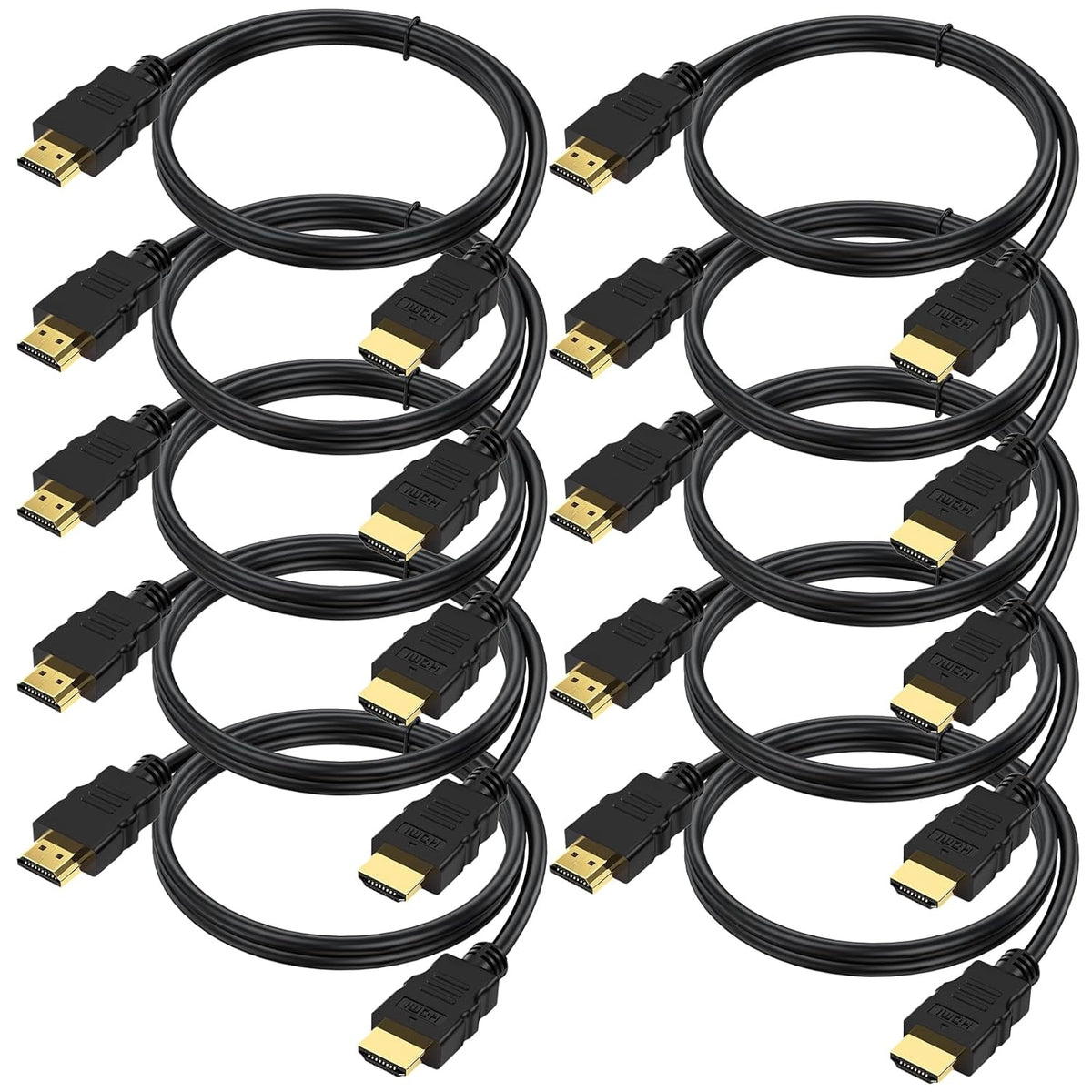 Cable HDMI 4K de 3 pies, paquete de 10 unidades, cable HDMI blindado de 3