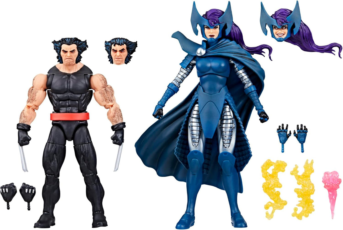 Marvel Legends Series - Figuras de acción coleccionables de Wolverine y Psylocke, 50º aniversario de cómics, 6 pulgadas, pack de 2