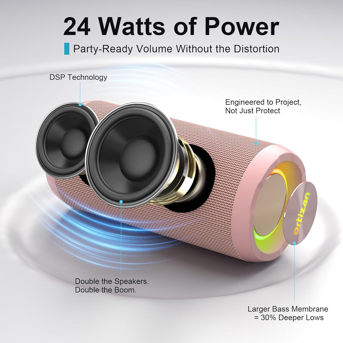 Ortizan Altavoz Bluetooth portátil inalámbrico, IPX7 impermeable, a...
