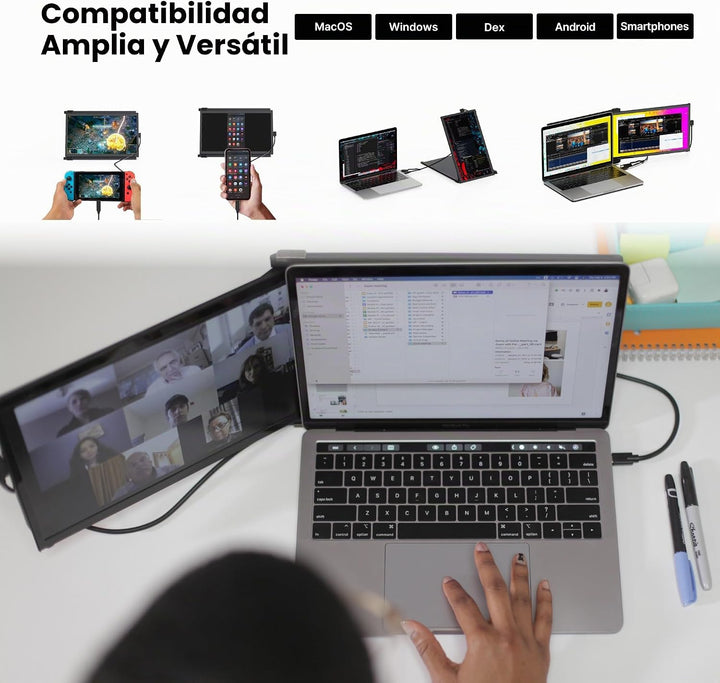 Monitor portátil Duex Plus DS de 13,3" de píxeles móviles 2026...