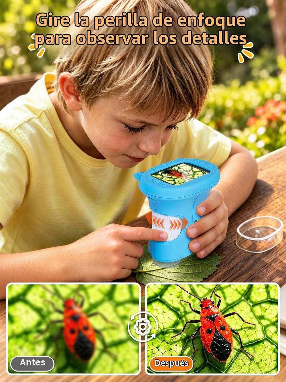 Microscopio digital de mano 1000X para niños, pantalla IPS de 2,4 "juguetes