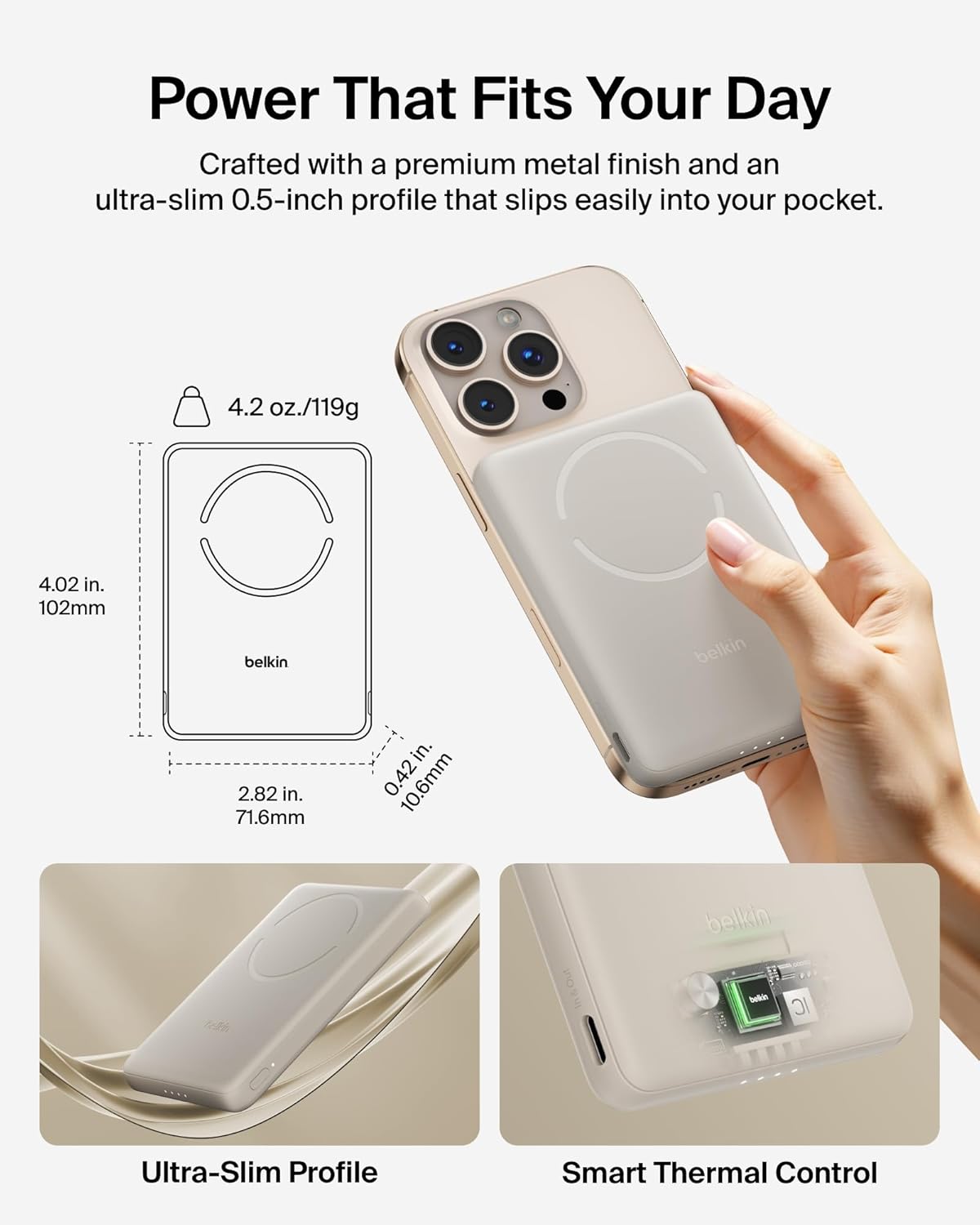 Belkin MagSafe Power Bank 5,000 mAh, cargador portátil ultradelgado...