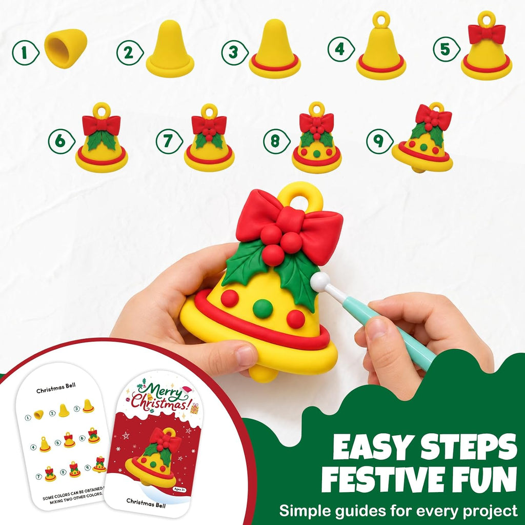 Kit de arcilla seca al aire para niños, modelado de Navidad, juego de