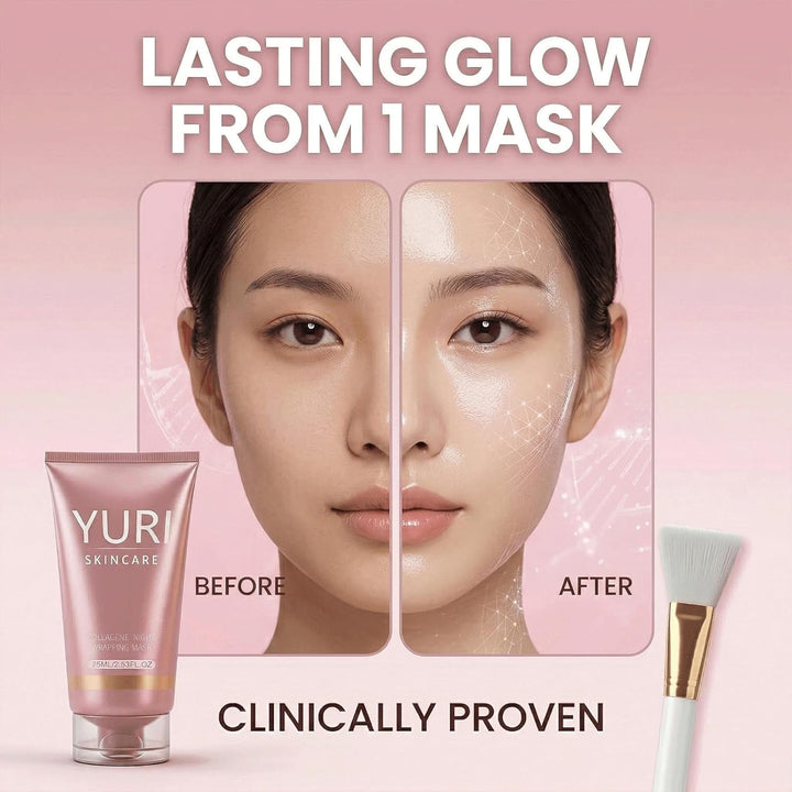 Yuri Skincare Máscara de colágeno, máscara de envoltura nocturna de...