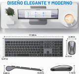 Combo de teclado y mouse inalámbricos, teclado silencioso ultra del...