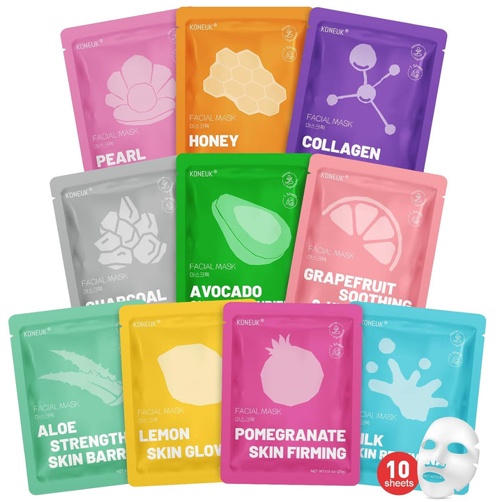 KONEUK Paquete de 10 mascarillas faciales hidratantes para el cuida...