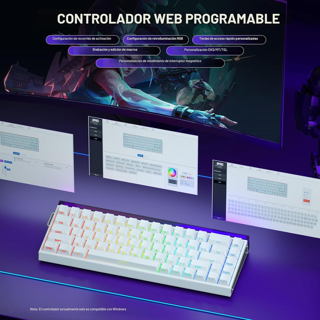 AULA Hero 68 HE 60% Teclado para Juegos con Cable, Teclado con Inte...