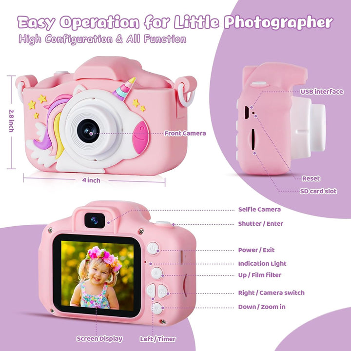 Cámara digital para niños KIZJORYA X5, color rosa, unisex, con tarj...