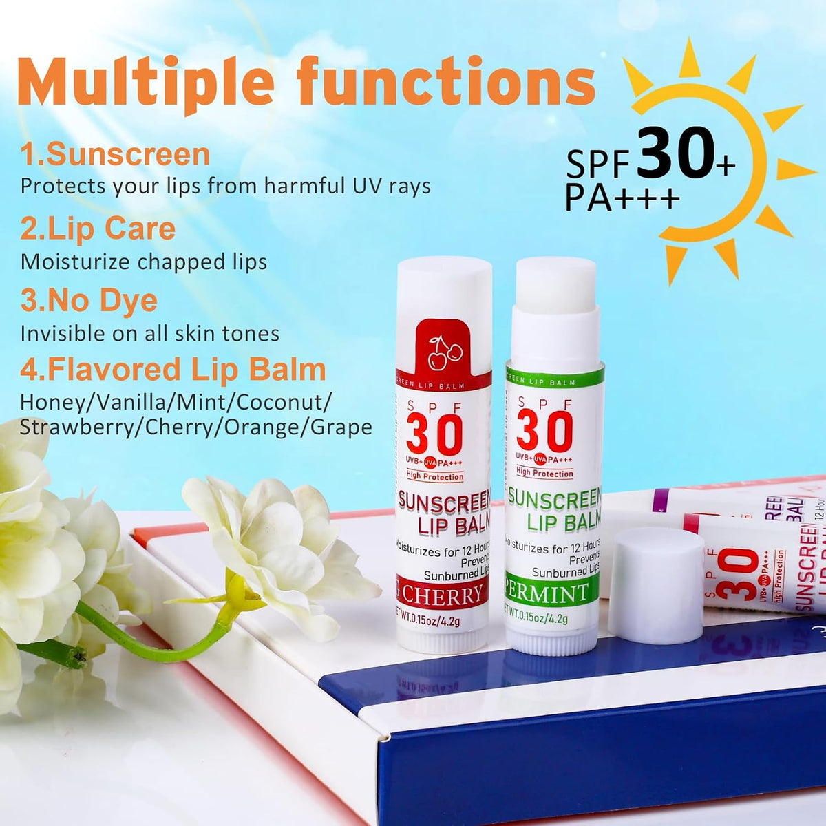 Bálsamo labial protector solar SPF 30, tamaño de viaje a granel, pa...