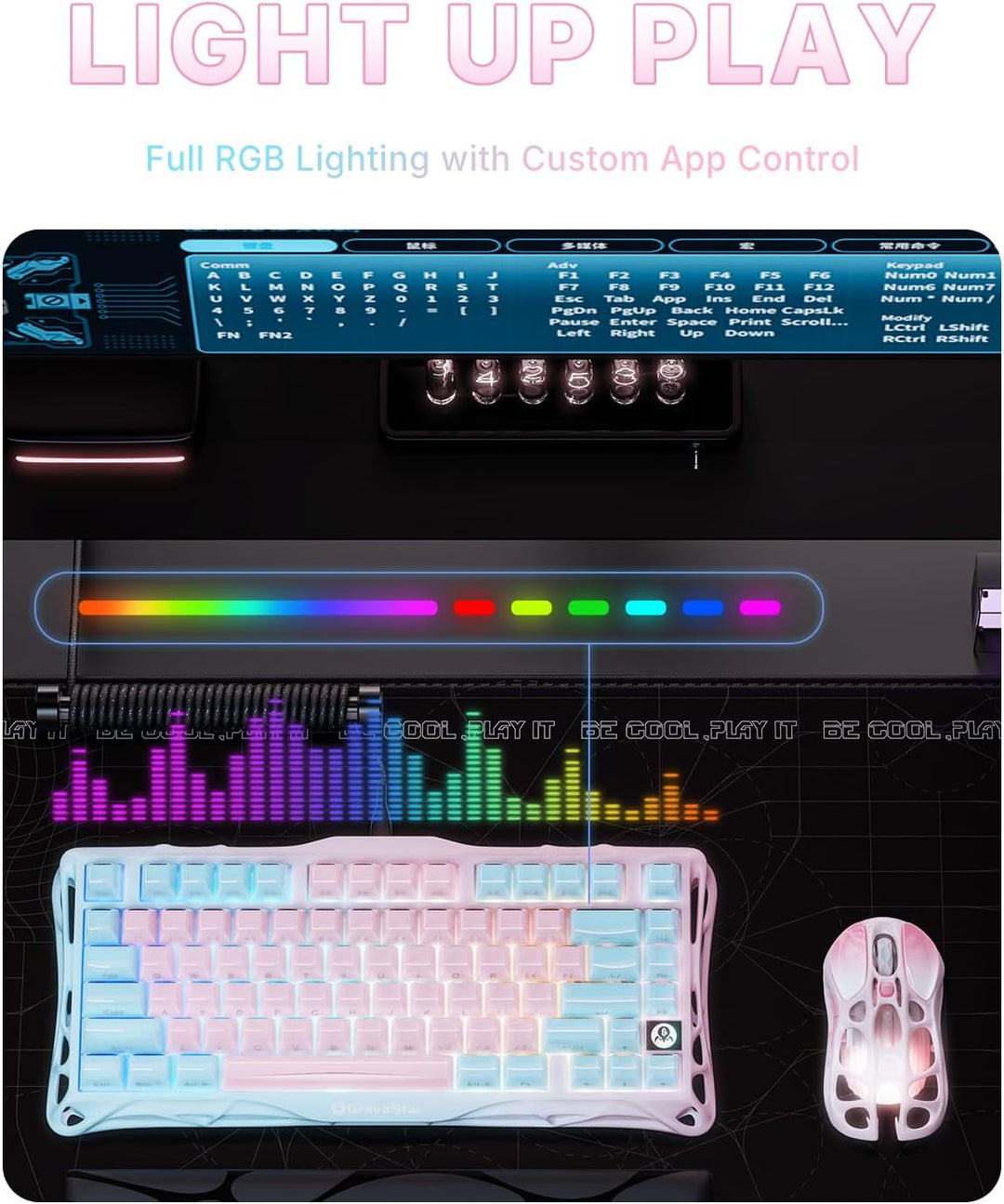 GravaStar Mercury K1 Lite - Teclado para juegos 75%, teclado inalám...