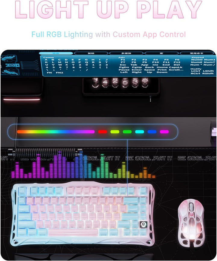 GravaStar Mercury K1 Lite - Teclado para juegos 75%, teclado inalám...