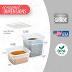 Cambro - Recipientes de almacenamiento de alimentos con tapas, translúcidos (seguros para microondas y sin BPA), contenedor de almacenamiento de alimentos de 16 y 32 onzas (juego de 20 piezas)