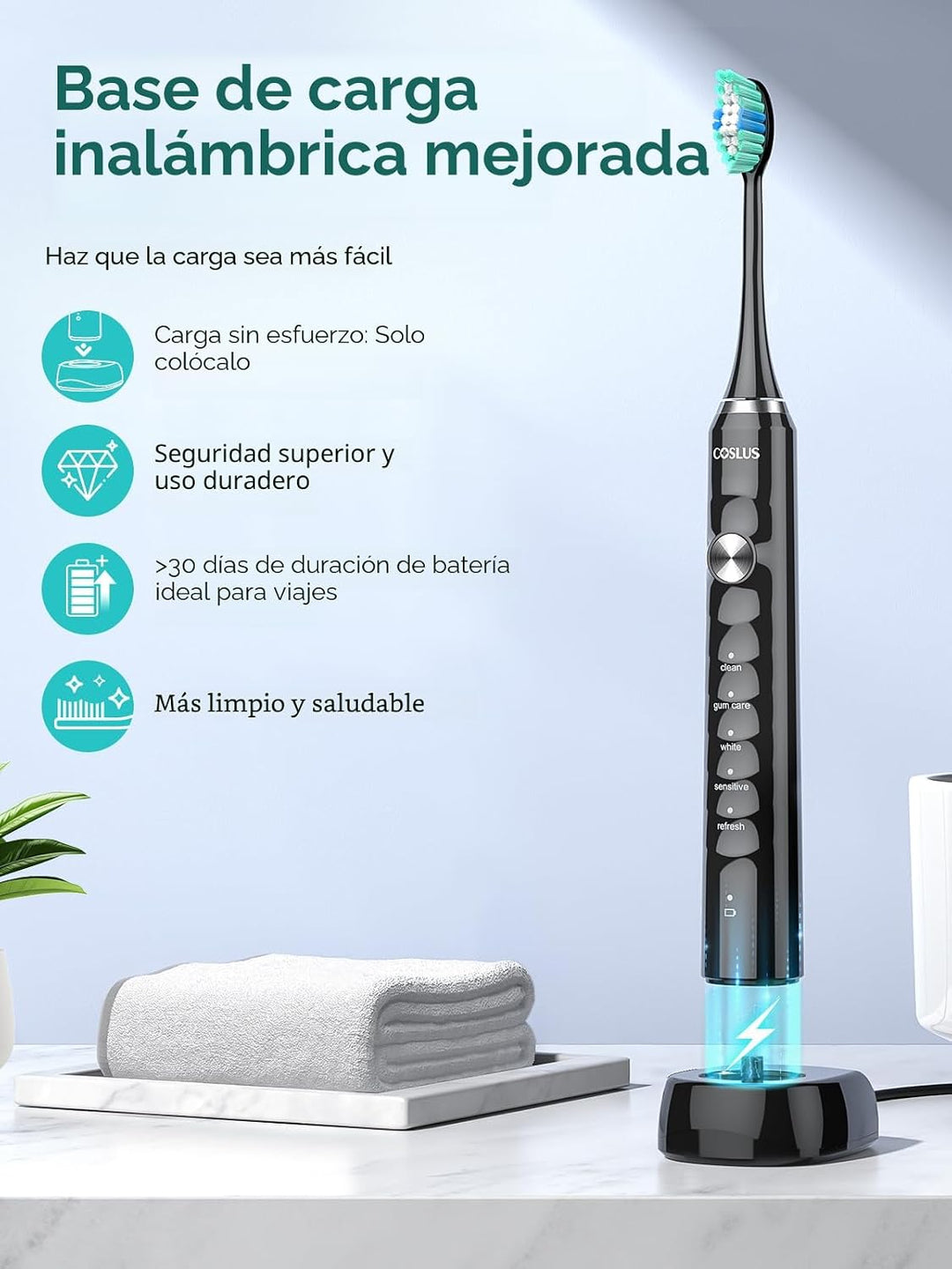 Cepillo de dientes eléctrico sónico COSLUS C40 para adultos, 47000V...