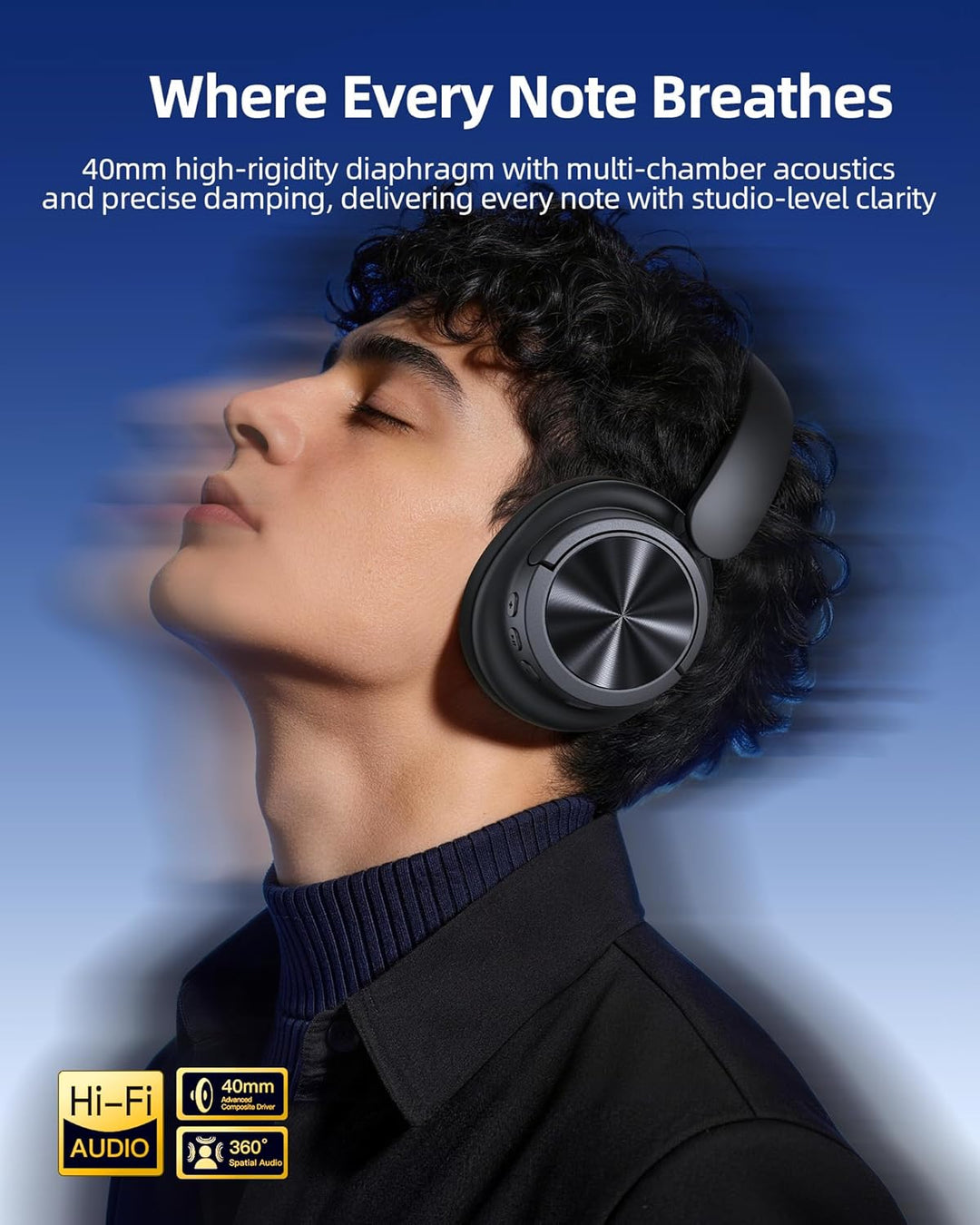 Auriculares híbridos con cancelación activa de ruido, 120 horas de...