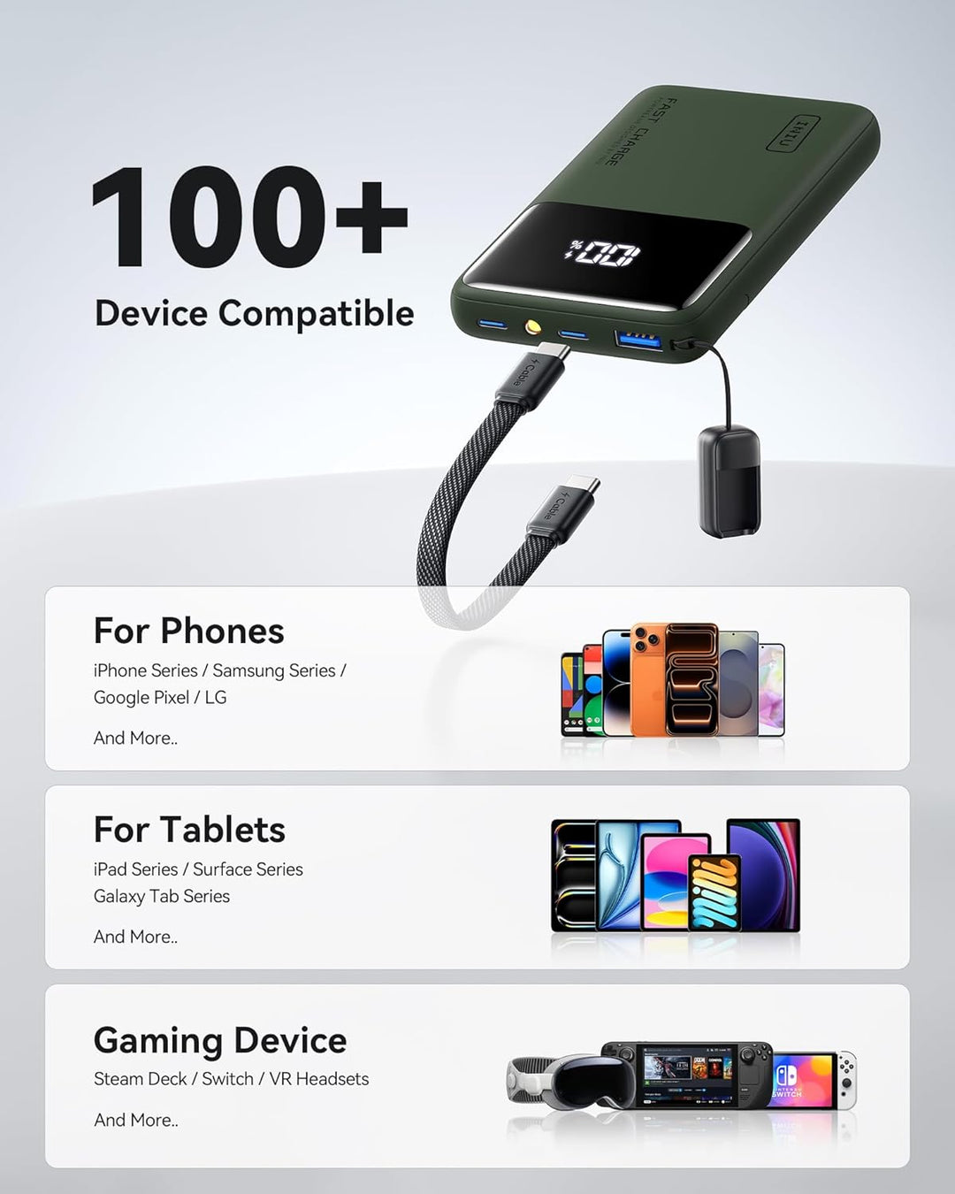 INIU Cargador portátil pequeño, 45 W PD carga rápida 10000 mAh, bat...