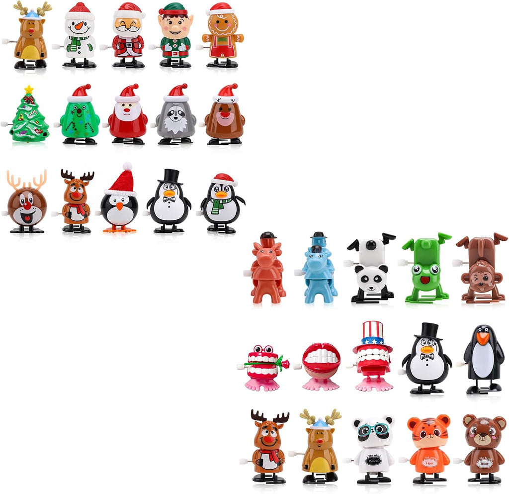 30 piezas de juguetes de cuerda para niños, rellenos de calcetines de Navidad, juguetes de relojería, juguetes de primavera, recuerdos de fiesta, bolsas de golosinas para Pascua Navidad Año Nuevo