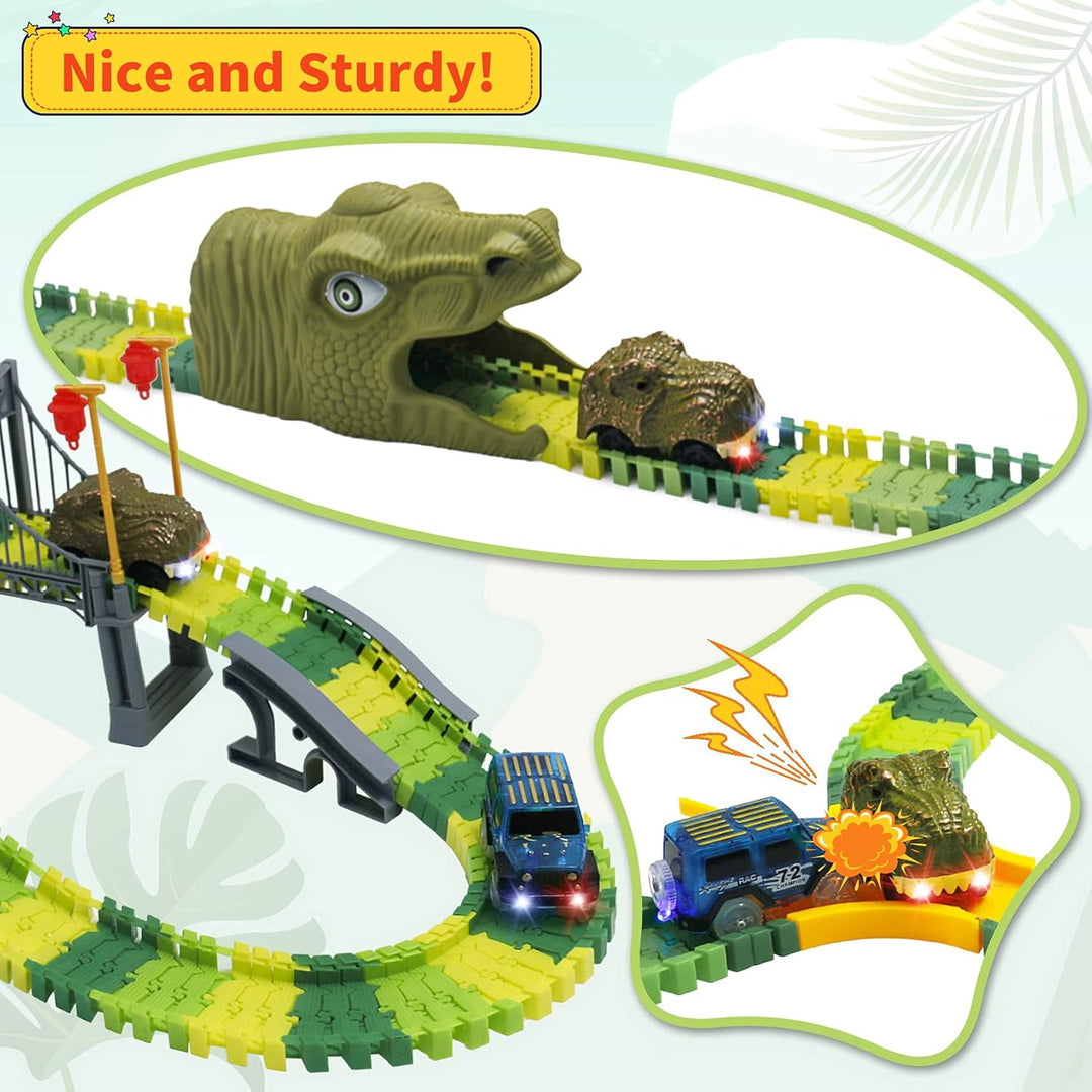 Dinosaur World Race Track Toys - Juego de pista flexible