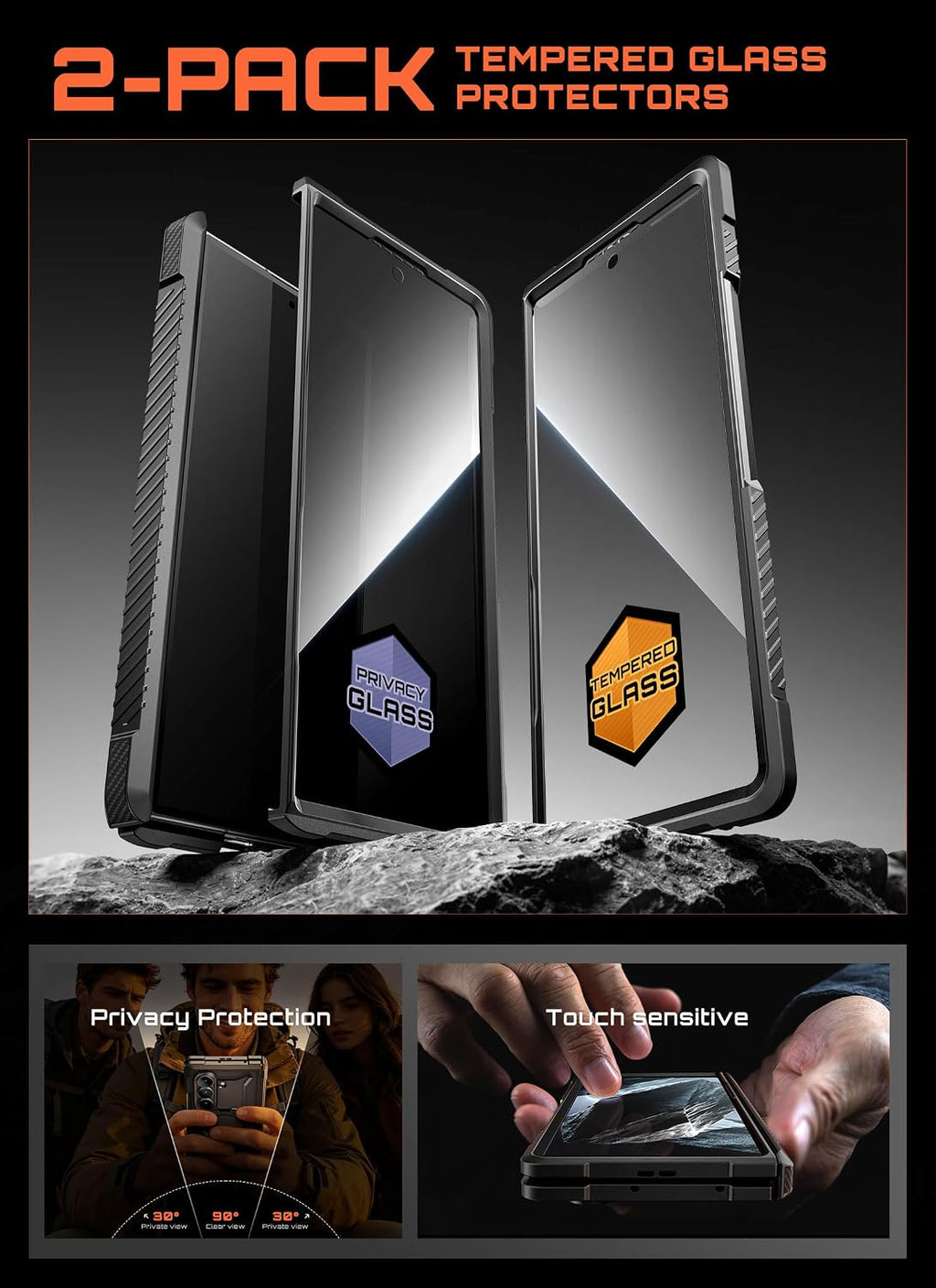 SUPCASE Funda para Galaxy Z Fold 8 Ultra, protectores de pantalla de vidrio