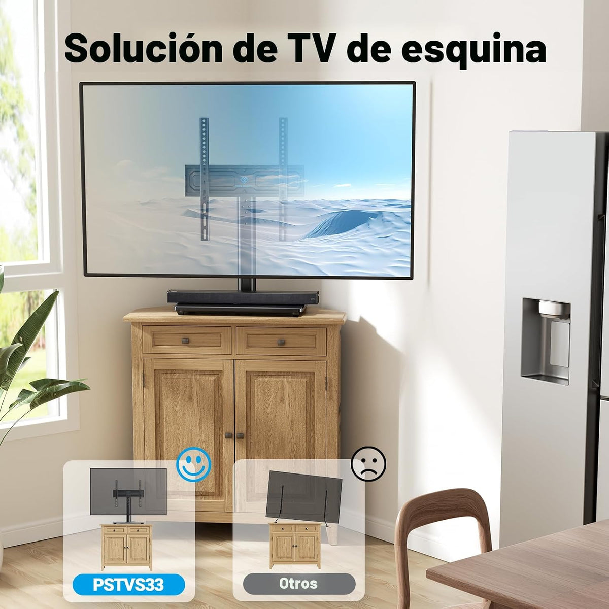 PERLESMITH Soporte giratorio universal para TV de 24 a 60 pulgadas de hasta 99 libras, soporte de TV de mesa ajustable de 12 alturas, soporte de base de TV con base de vidrio templado, VESA máximo de 15.748 x 15.748 in, PSTVS33