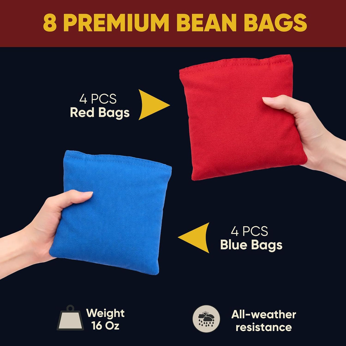 Conjunto de Tableros de Cornhole con Bolsas, Tamaño Regulado de 4x2 ft Tableros de Madera