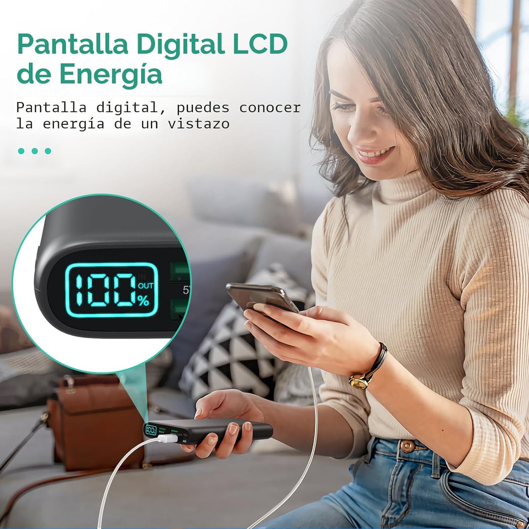 Cargador portátil de 38800 mAh con 5 salidas y 2 entradas, PD USB C...