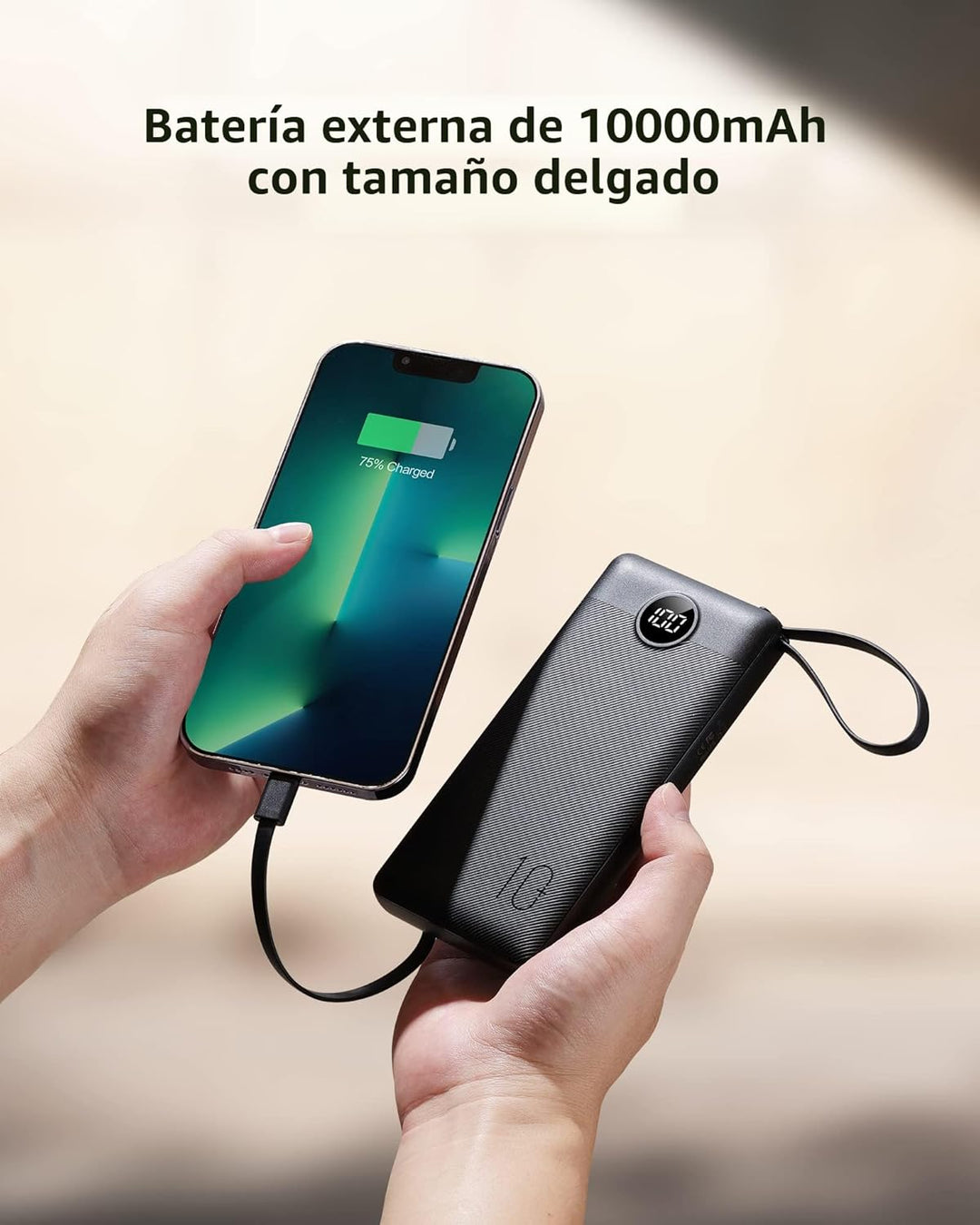 VEEKTOMX Cargador portátil con cables integrados, cargador de bater...