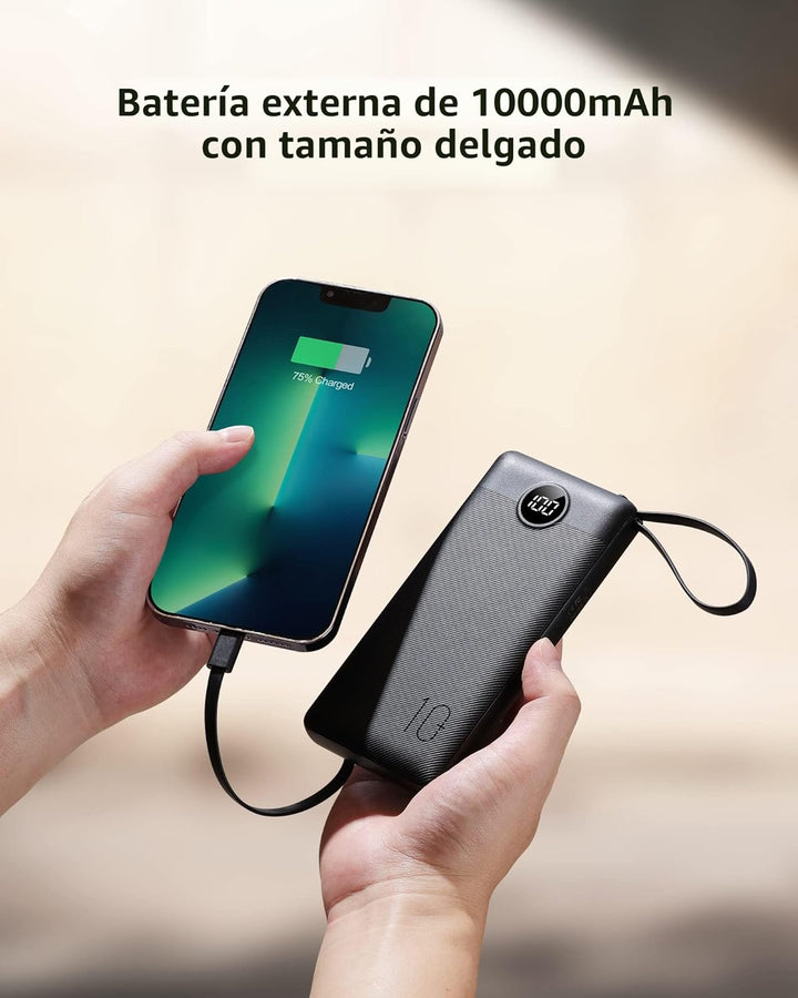 VEEKTOMX Cargador portátil con cables integrados, cargador de bater...
