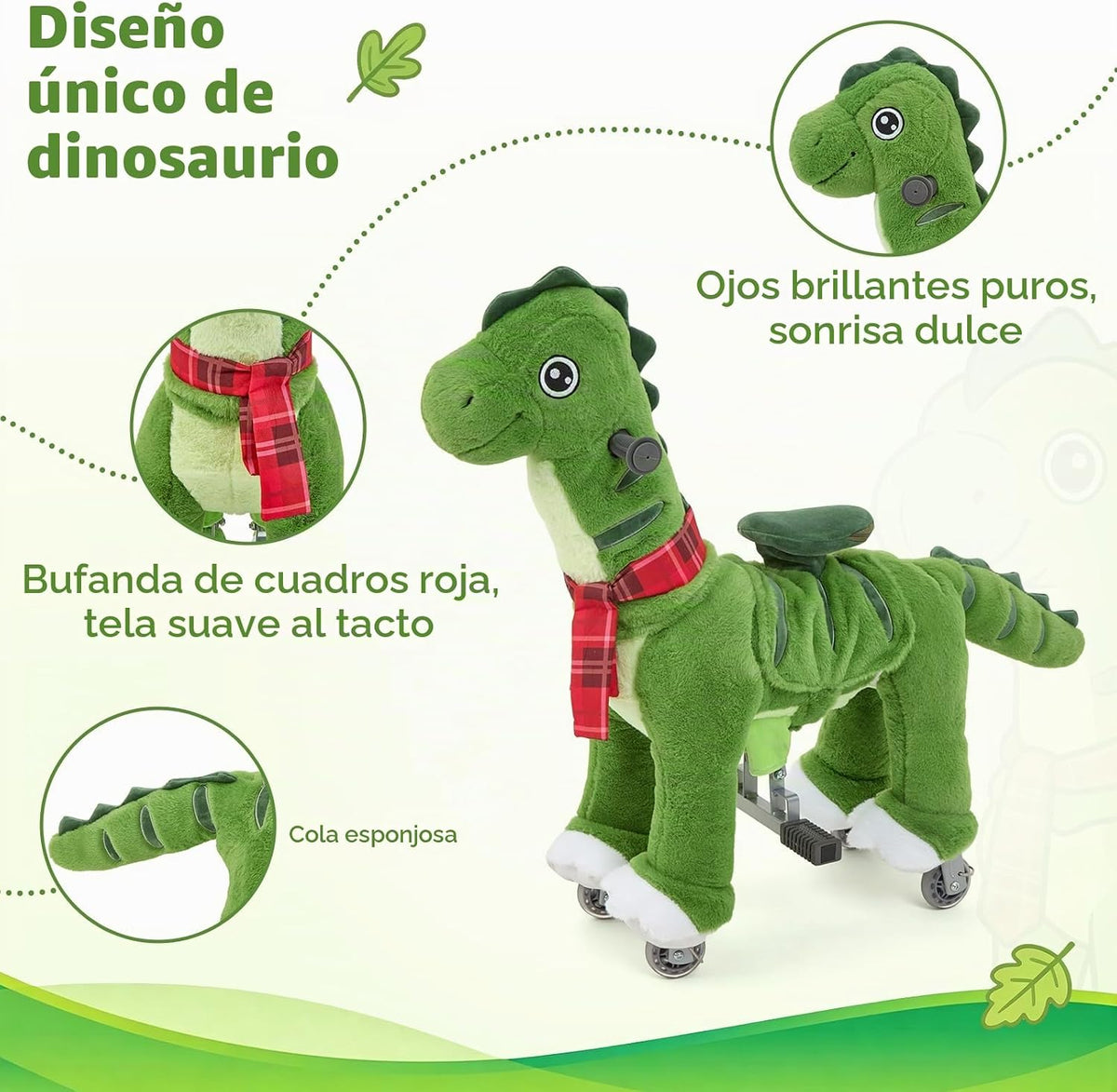 FUNLIO Caballo de dinosaurio con pedal para niños - Pequeño
