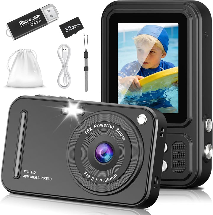 Cámara digital para niños, cámaras digitales de 48 MP FHD 1080P par...