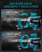 Seesii Llave de impacto inalámbrica de 3/8", pistola de impacto eléctrica con par máximo de 330 pies-libra (450 N.m), batería recargable de 4.0 Ah y 4 enchufes, llave de impacto eléctrica compacta