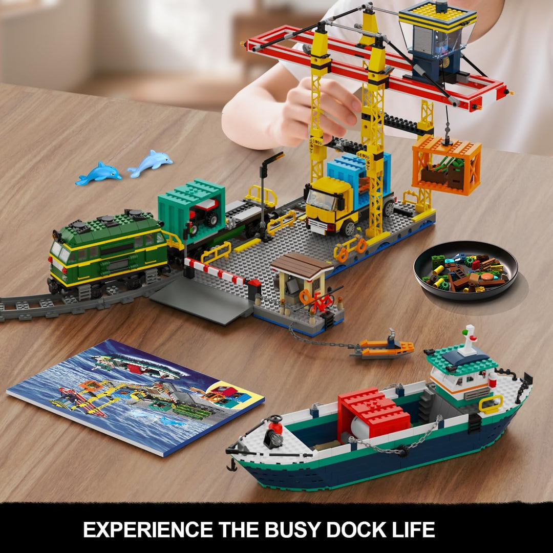 HOGOKIDS City Wharf - Juego de construcción con grúa