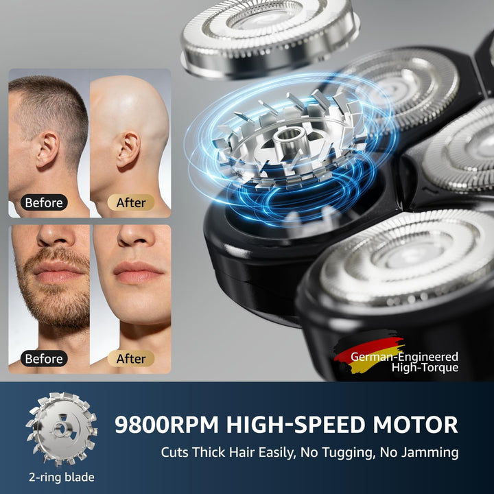 VITALY Afeitadoras de cabeza para hombres calvos, 9800RPM de alta v...