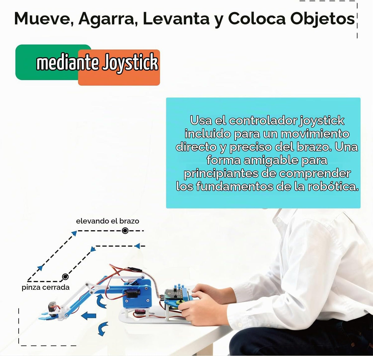 Microbit Smart Robotic Arm Kit 4DF Kit de construcción de brazo mecánico programable para edades de 14 años en adelante para aprender codificación, ciencia e ingeniería, Micro:bit v2 y pilas