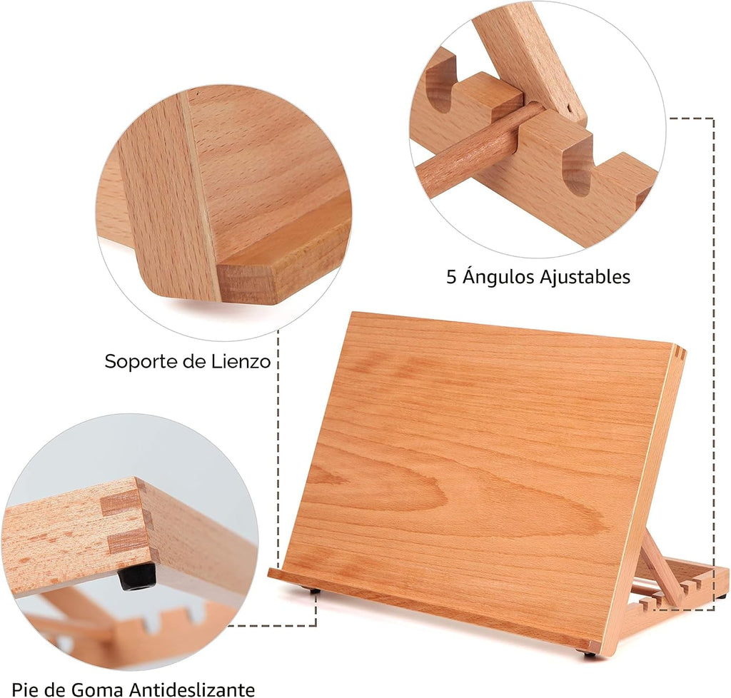 Mesa caballete de dibujo de madera con 5 posiciones para dibujo y bocetado