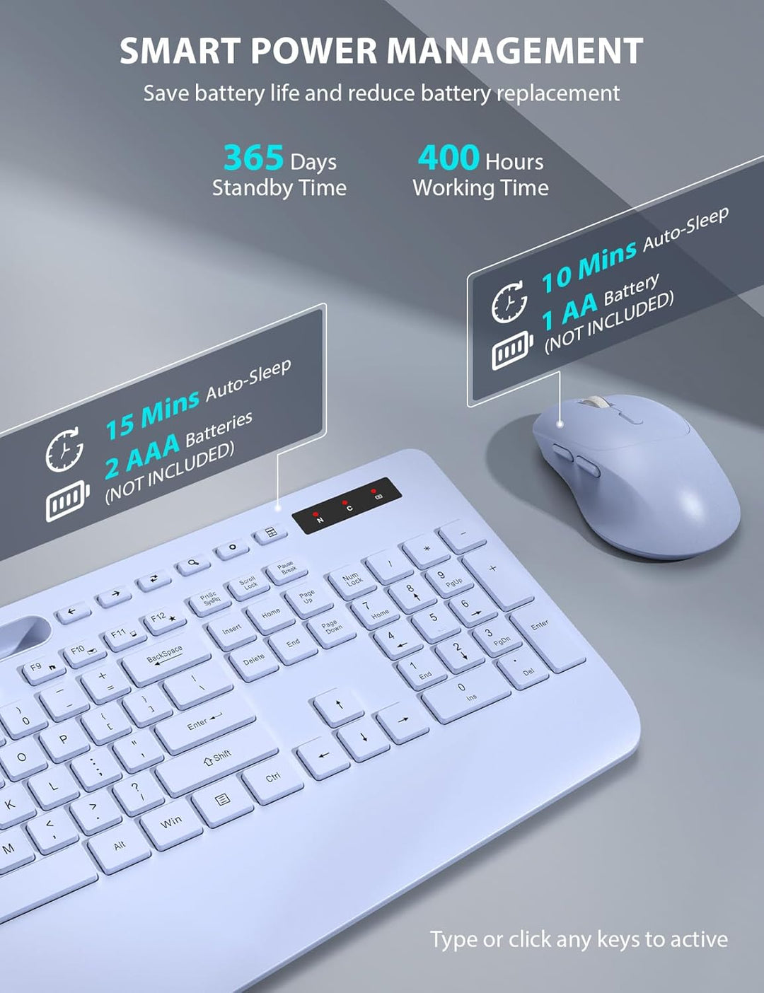Combo de teclado y mouse inalámbrico - Teclado ergonómico de tamaño...